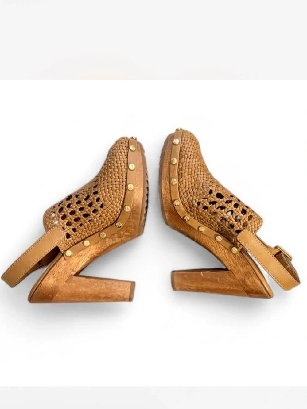 Tory Burch Women’s Woven Leather Platform Clog - Tan IOB